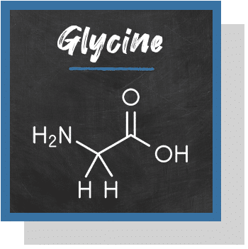 Schéma moléculaire de la glycine contenu dans notre Boisson de récupération après le sport